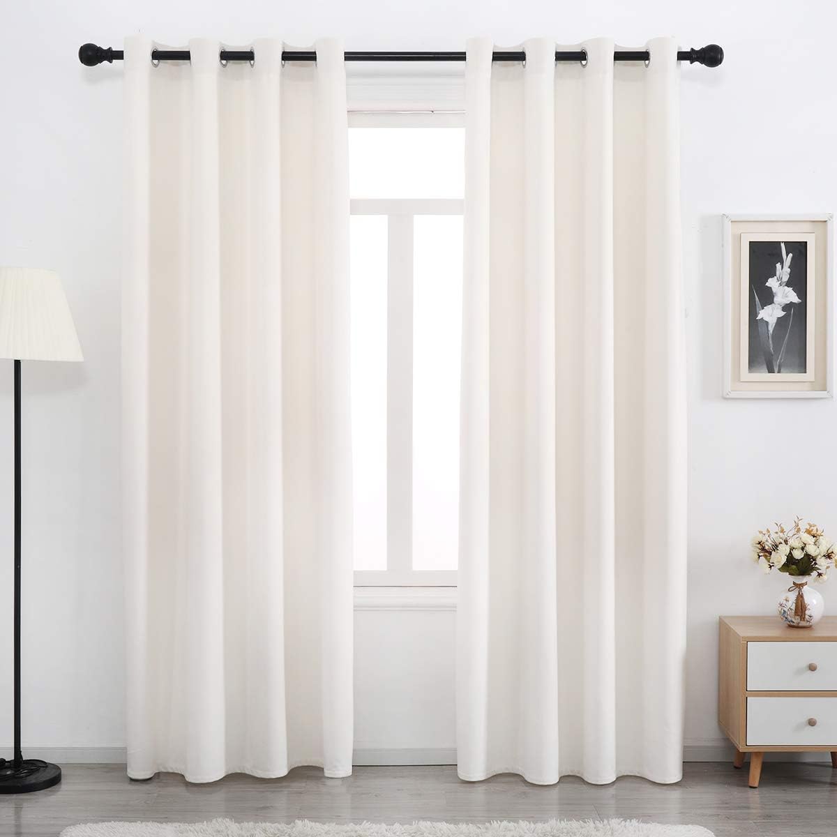 Soft Velvet Curtains Set - 96 Cream