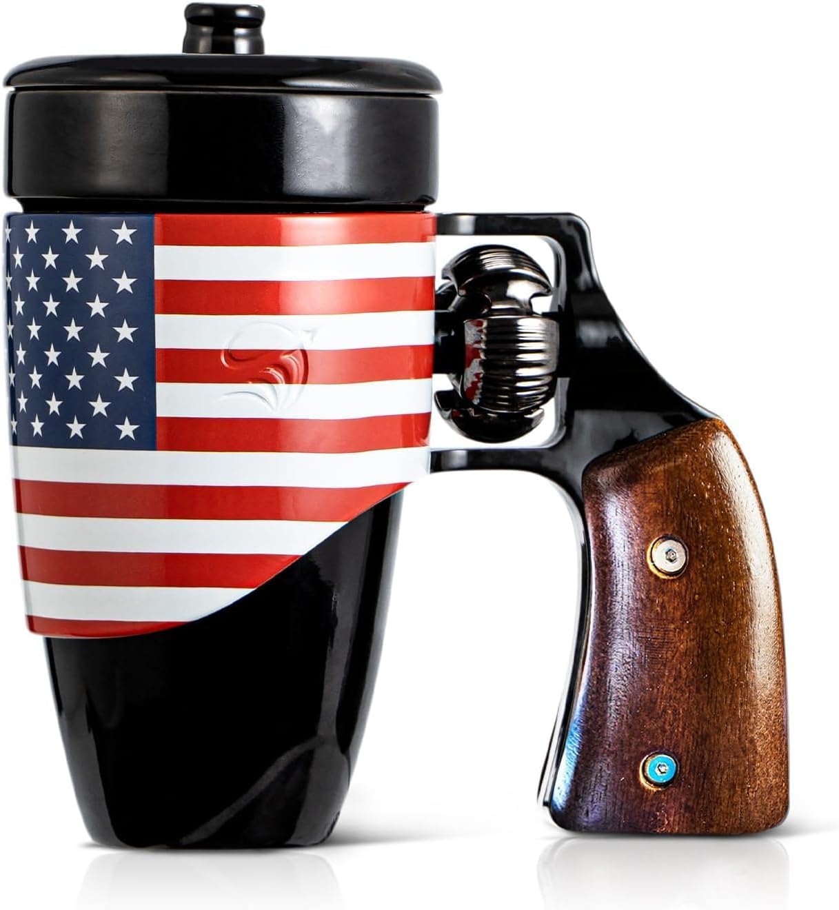 Pukomc Novelty Ceramic Coffee Mug with Revolver Handle Design