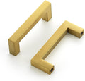 3 Inch Square Cabinet Handles Brushed Brass Pulls - 30 Pack