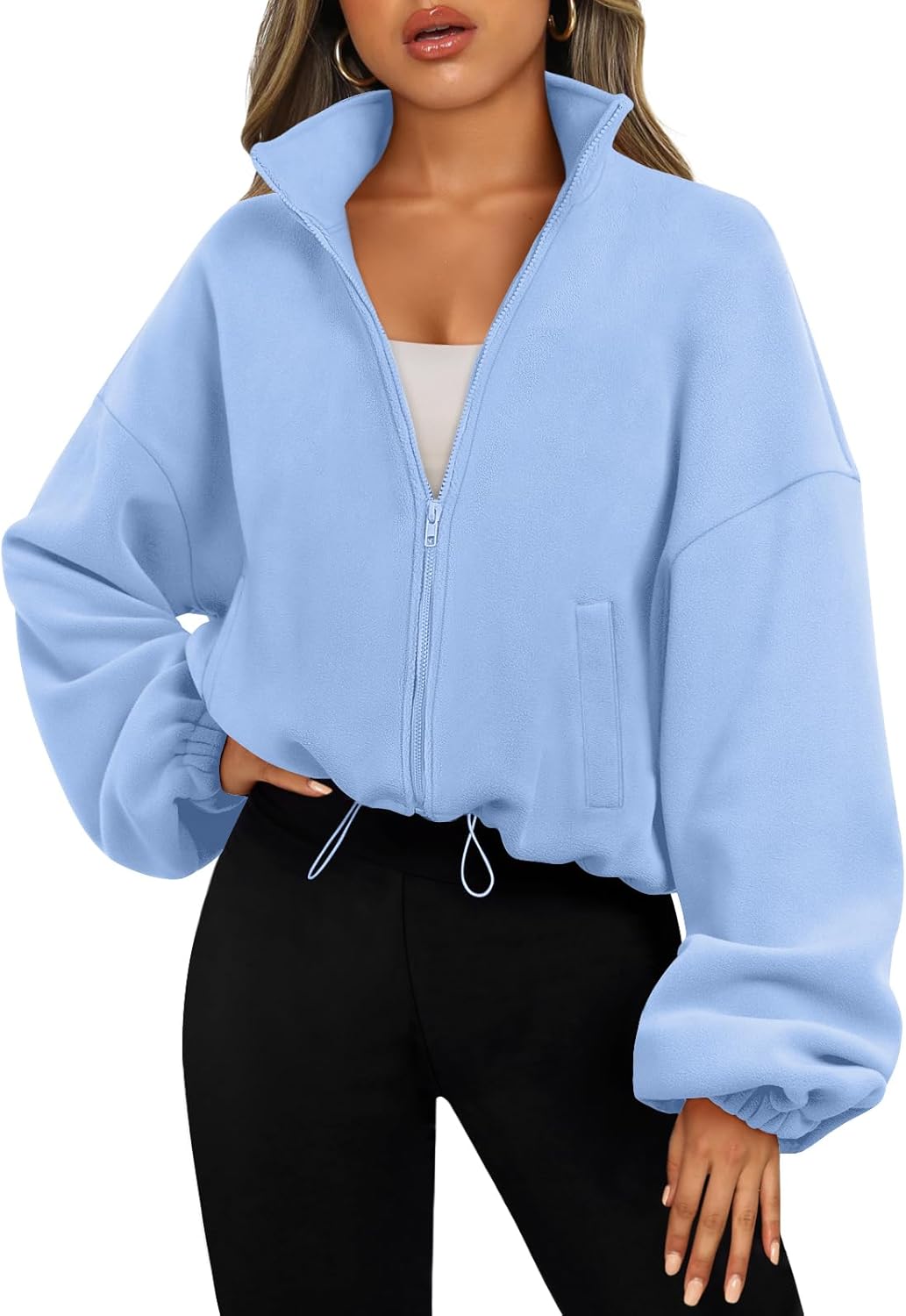 AUTOMET Womens Fleece Jackets Zip Up Oversized Sweatshirts