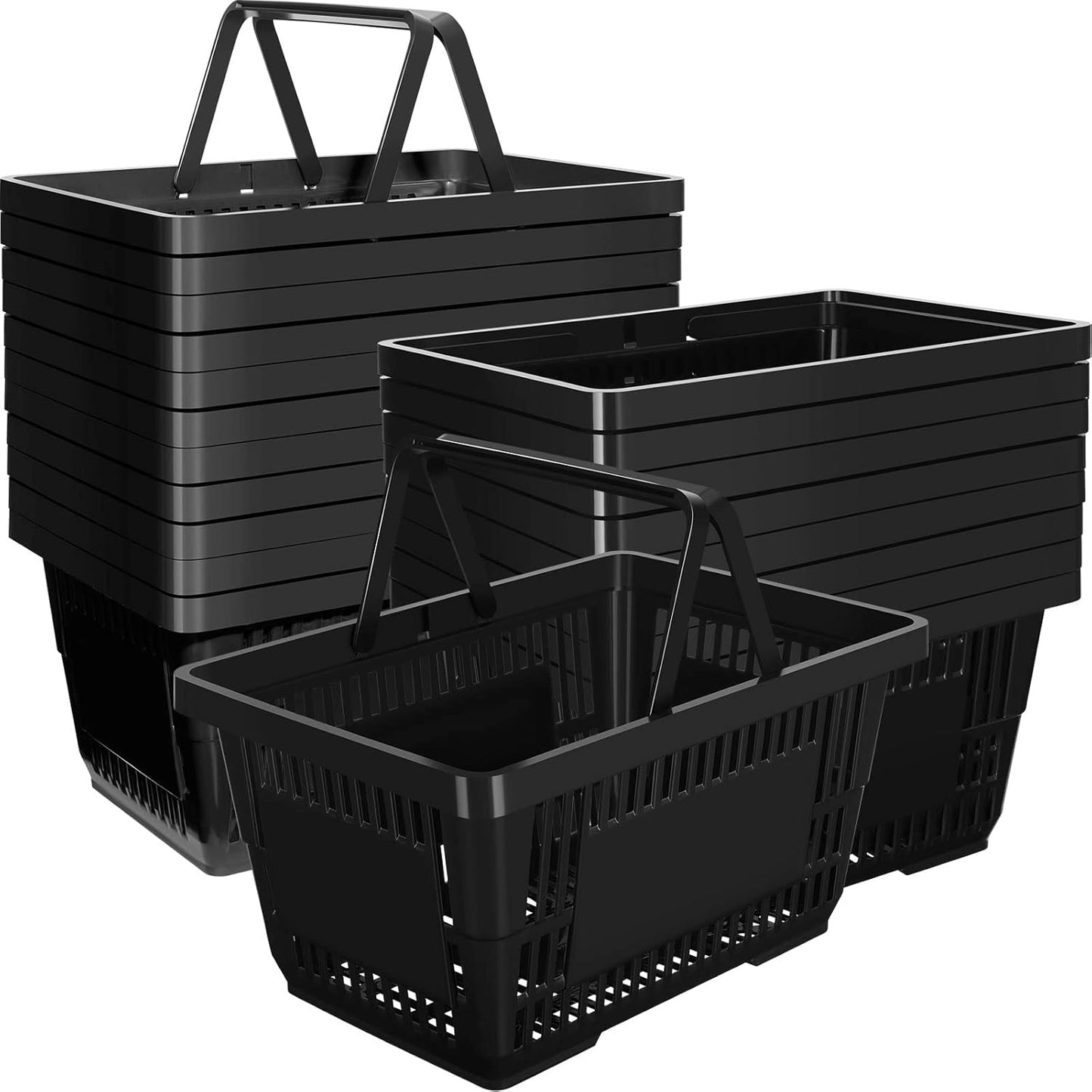 20 Pcs Bulk Shopping Baskets with Handles for Retail Stores