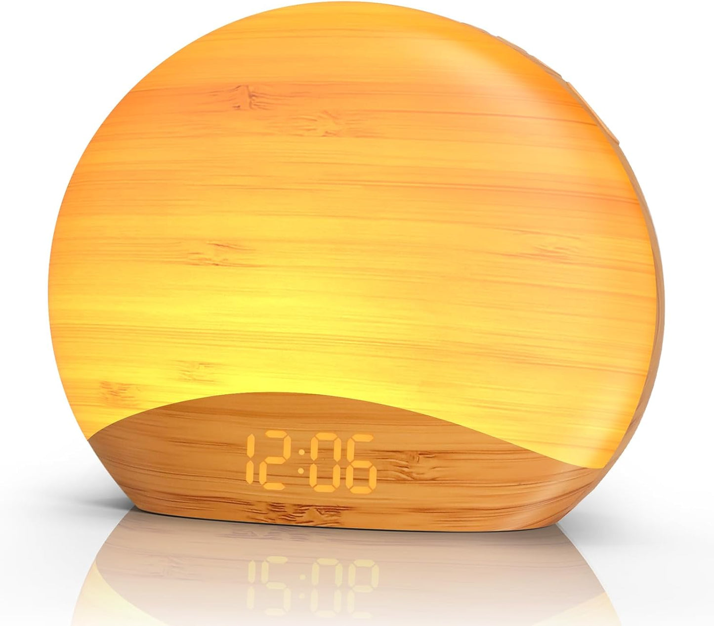 REACHER Natural Wood Grain Sound Machine Sunrise Alarm Clock