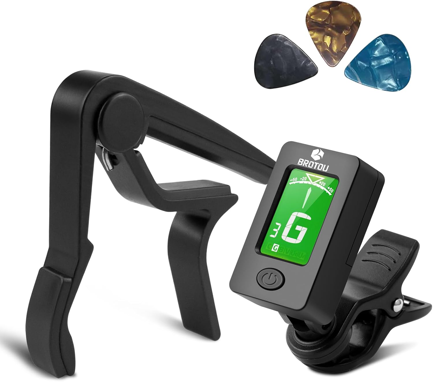 4-in-1 Music Tool Set: Tuner, Capo, Picks