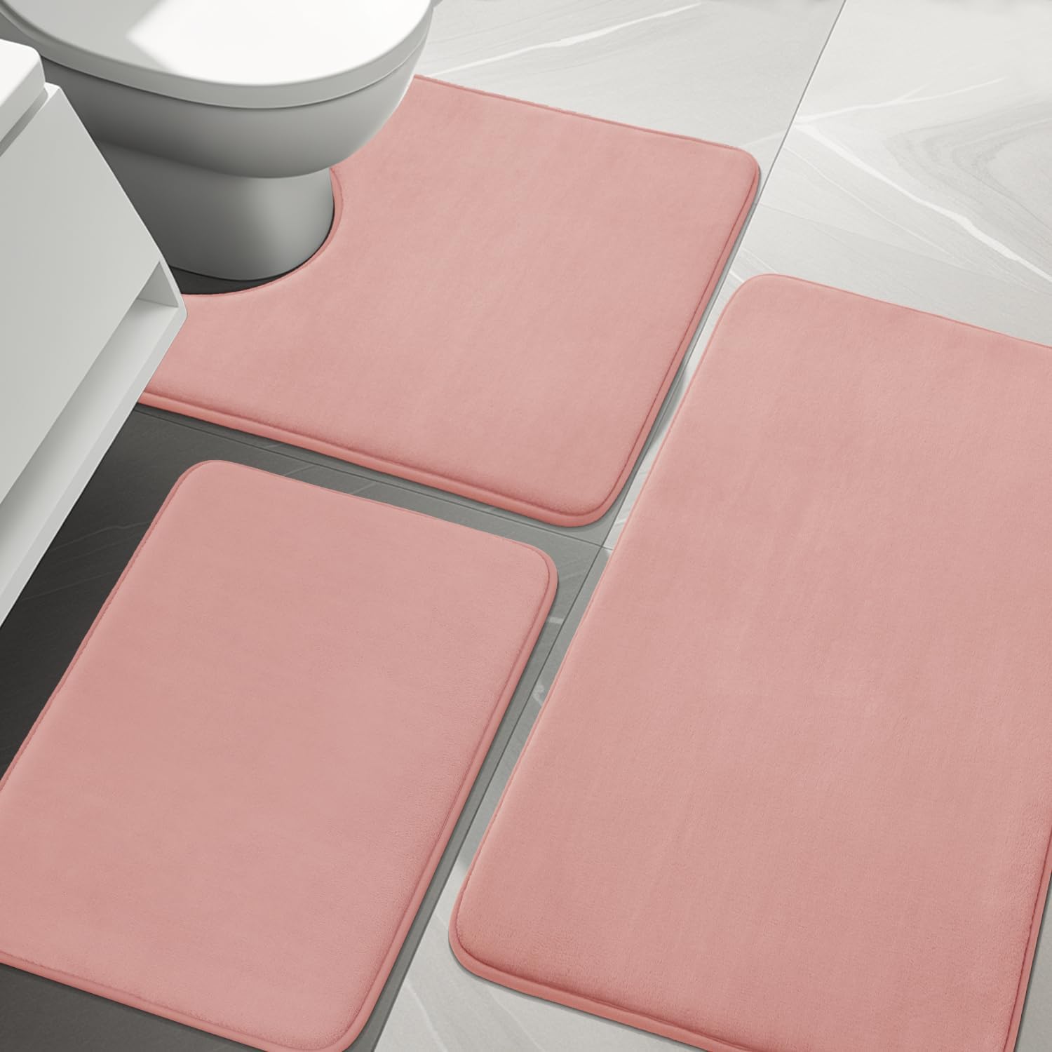 YIHOUSE Bathroom Rug Sets 3 Piece, Soft Non Slip Bath Mats