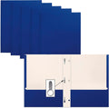 Blue Paper 2-Pocket Folders with Prongs 50 Pack - Durable Office