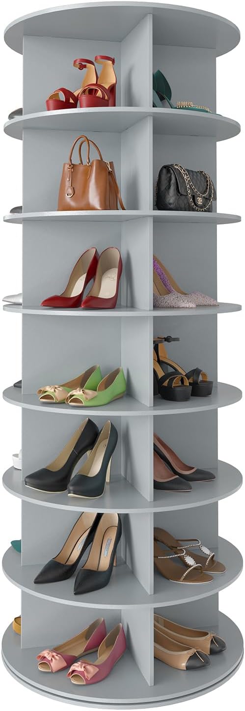 SpaceAid 7 Tier Rotating Shoe Rack Tower for Closet Organization