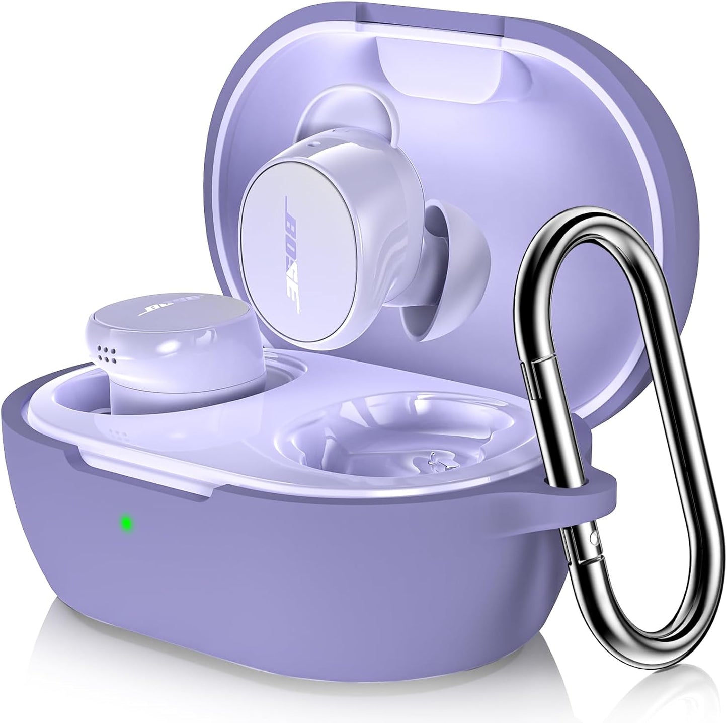 Shockproof Silicone Case for Bose Earbuds + Carabiner (Purple)