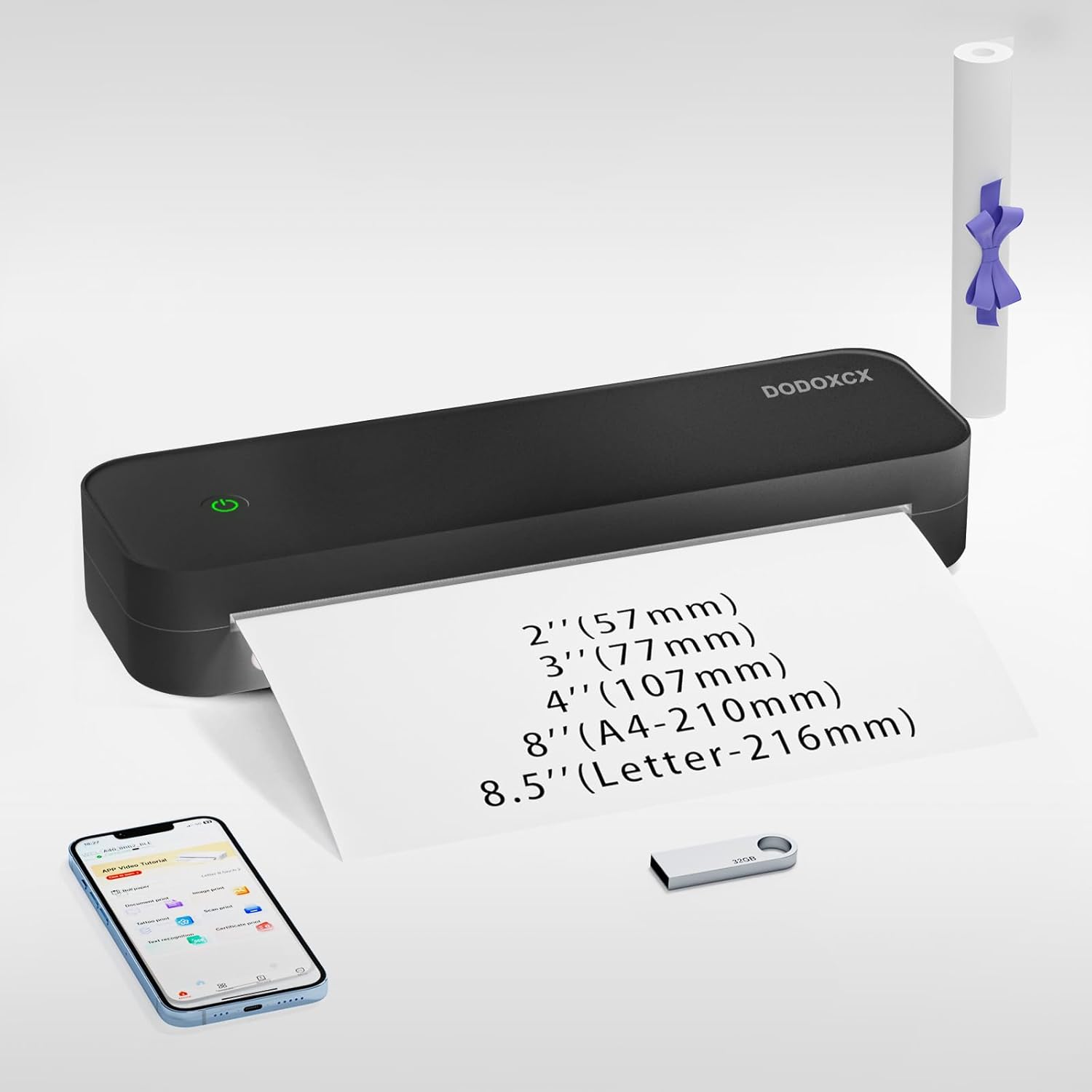 DODOXCX Portable Bluetooth Printer | Wireless Travel-Sized Solution