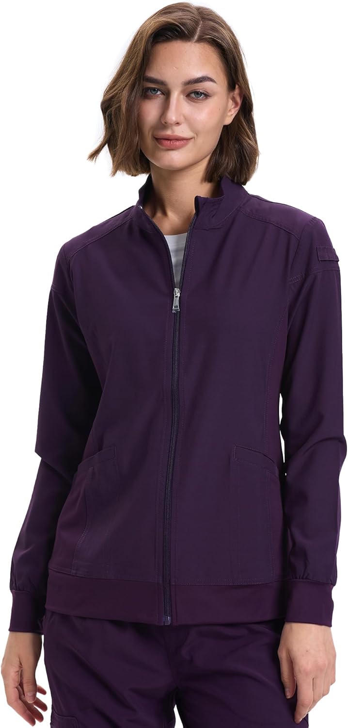 Scrub Jackets for Women - Zip Front Medical Jacket for Nurses