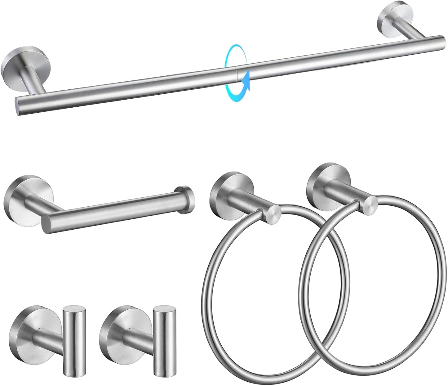 TQKAG Brushed Nickel Bathroom Hardware Set for Modern Spaces