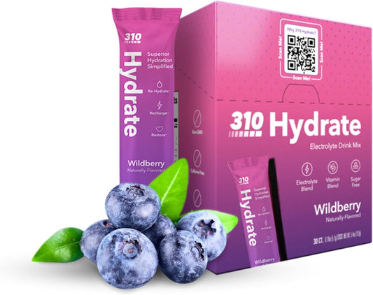 310 Hydrate Wildberry Electrolyte Powder Packets for Keto Drink