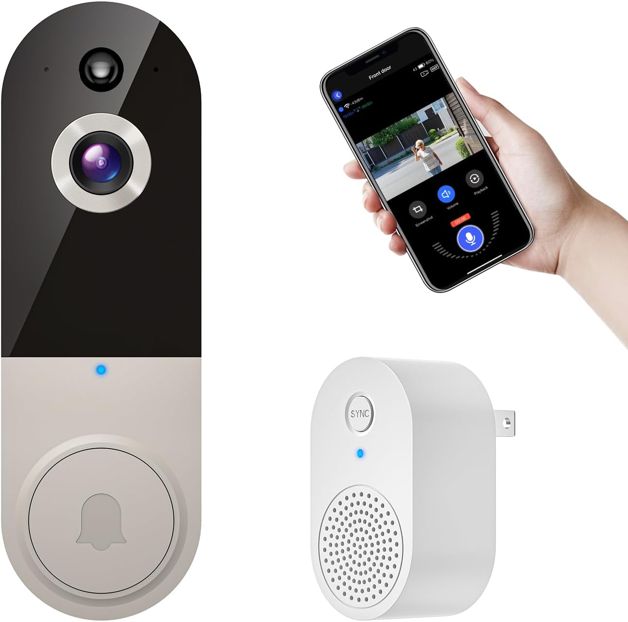 1080p Wireless Video Doorbell: Secure AI Detection