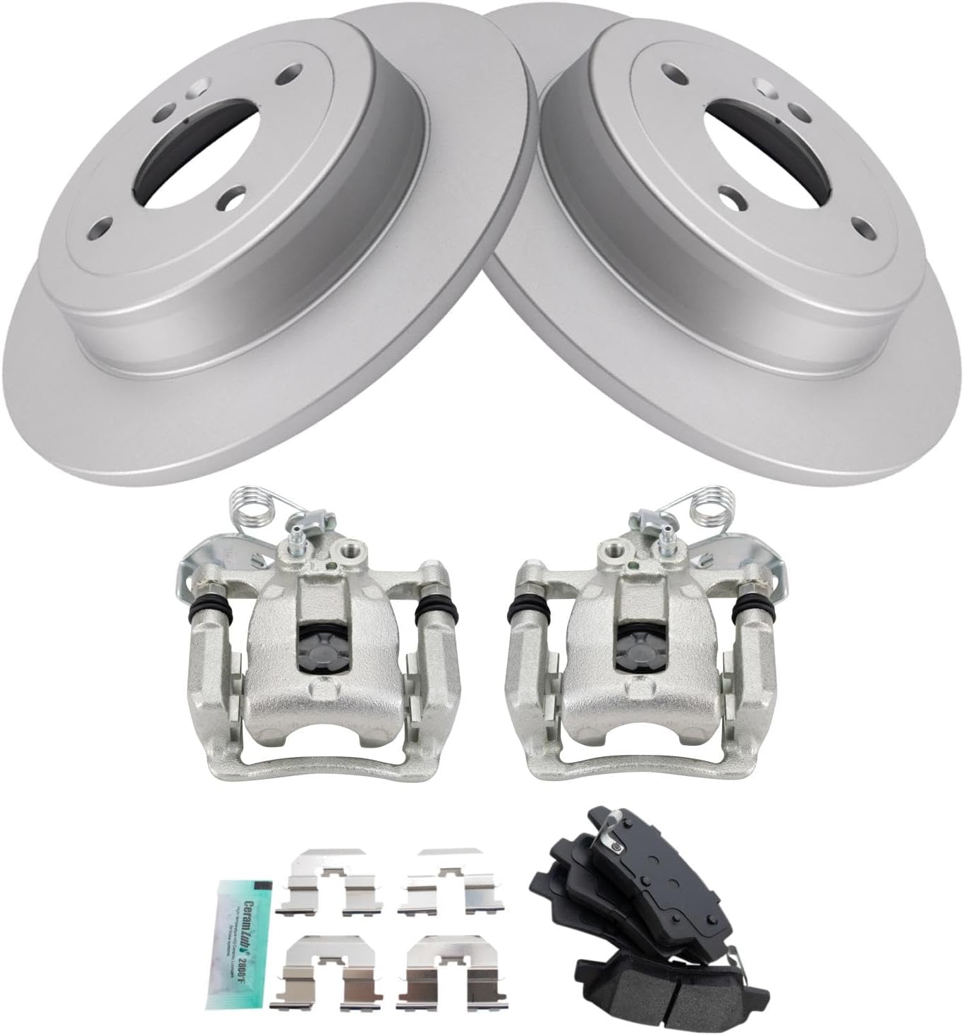 TRQ Rear Brake Pad & Rotor Kit for 2012-2017 Kia Rio Vehicles