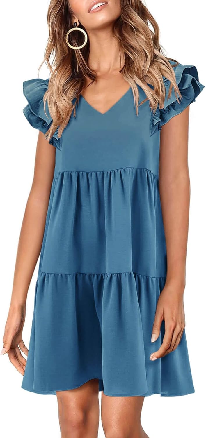 Zwurew Summer Babydoll Dresses for Women 2025 Cute Ruffle