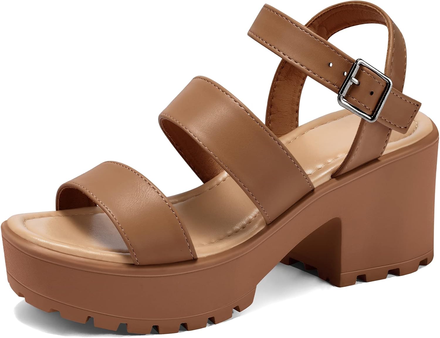 mysoft Women's Platform Sandals with Chunky Block Heels