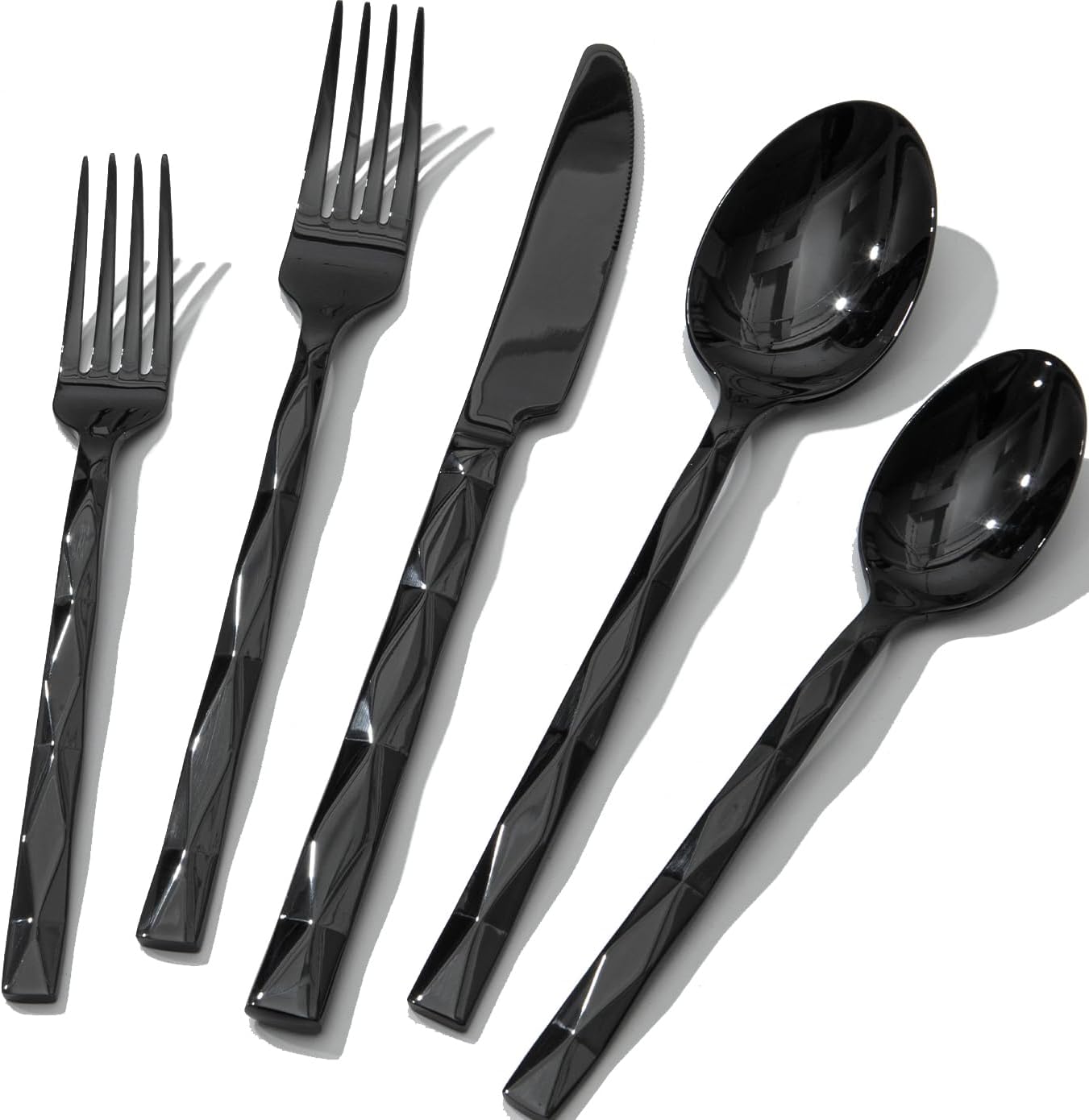 Luxury 20 Piece Flatware Set for 4 with Diamond Cut Design