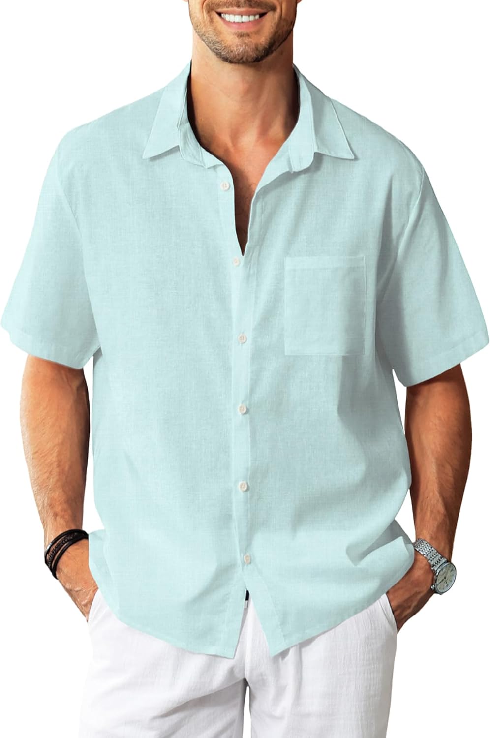 KYKU Linen Shirts for Men: Casual Summer Button Down