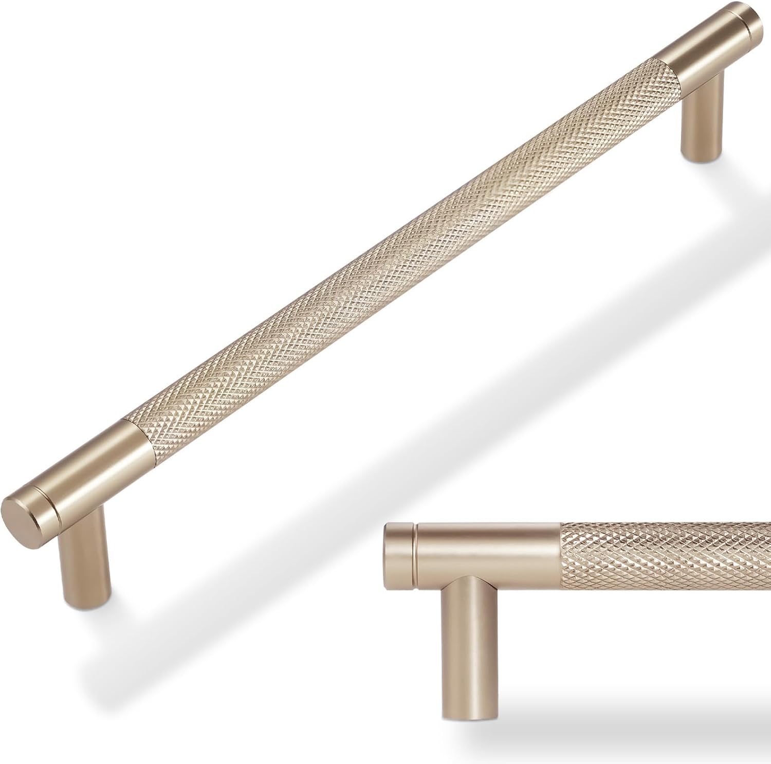 Champagne Bronze Kitchen Cabinet Handles - 10 Pack Knurled Pulls