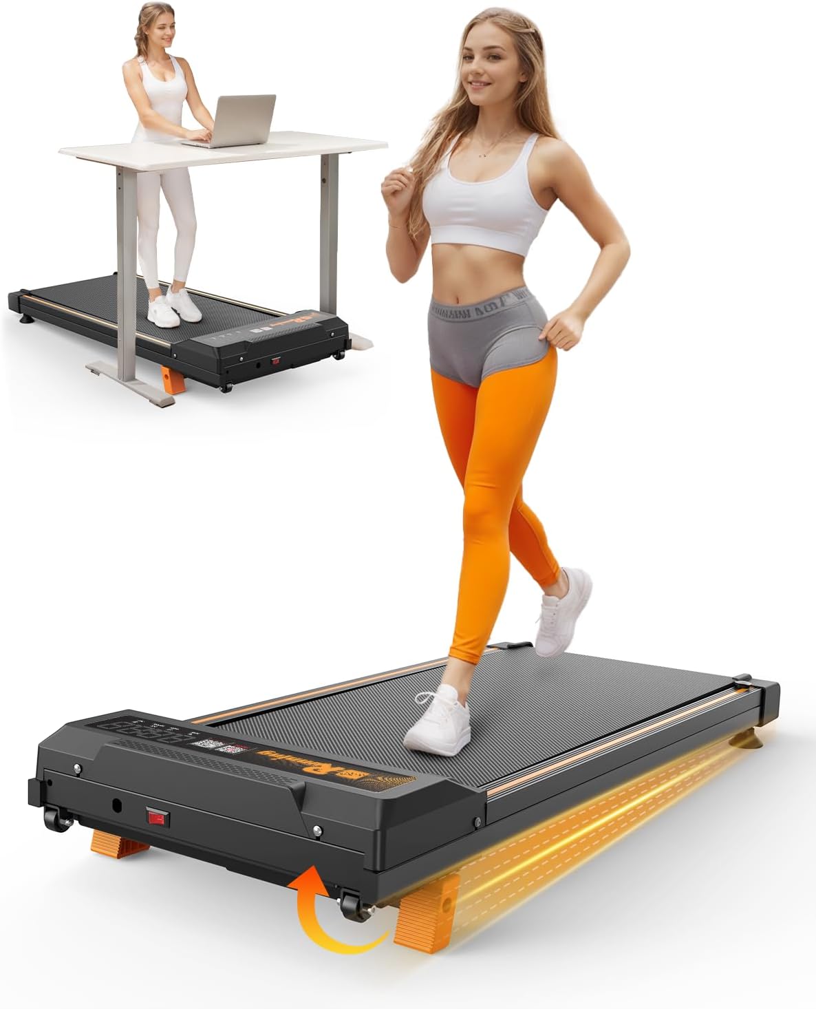 Compact 2.5HP Under Desk Treadmill - Remote Control & Incline