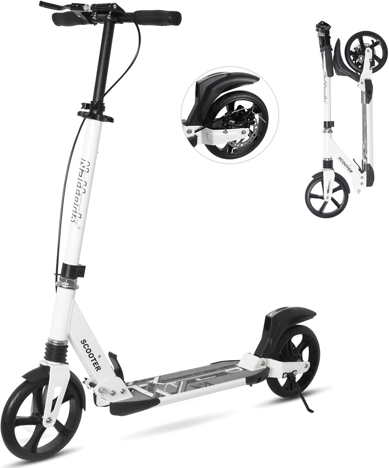 Nattork Scooter for Kids and Adults - Adjustable Height Kick Scooter