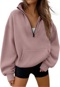 Trendy Queen Womens Quarter Half Zip Oversized Hoodie - Cozy Fall