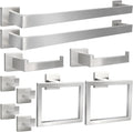 10pcs Bathroom Hardware Set 24in Towel Bar Set - Modern Brushed Nickel