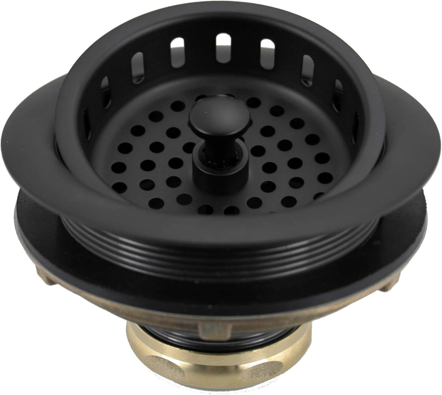 Post Style Large Kitchen Sink Basket Strainer in Matte Black