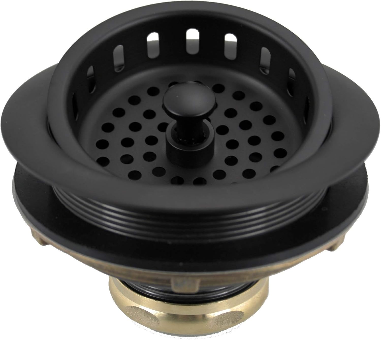Post Style Large Kitchen Sink Basket Strainer in Matte Black