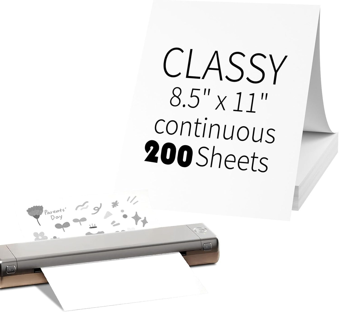 200 Sheets 8.5x11 Thermal Printer Paper- Lasts 3 Yrs - Compatible with M08F/A40