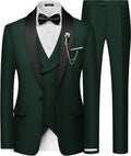 MAGE MALE Men's Slim Fit 3 Piece Suit One Button Shawl Lapel