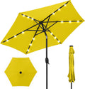 7.5ft Yellow Solar Market Table Patio Umbrella - LED, Crank & Tilt