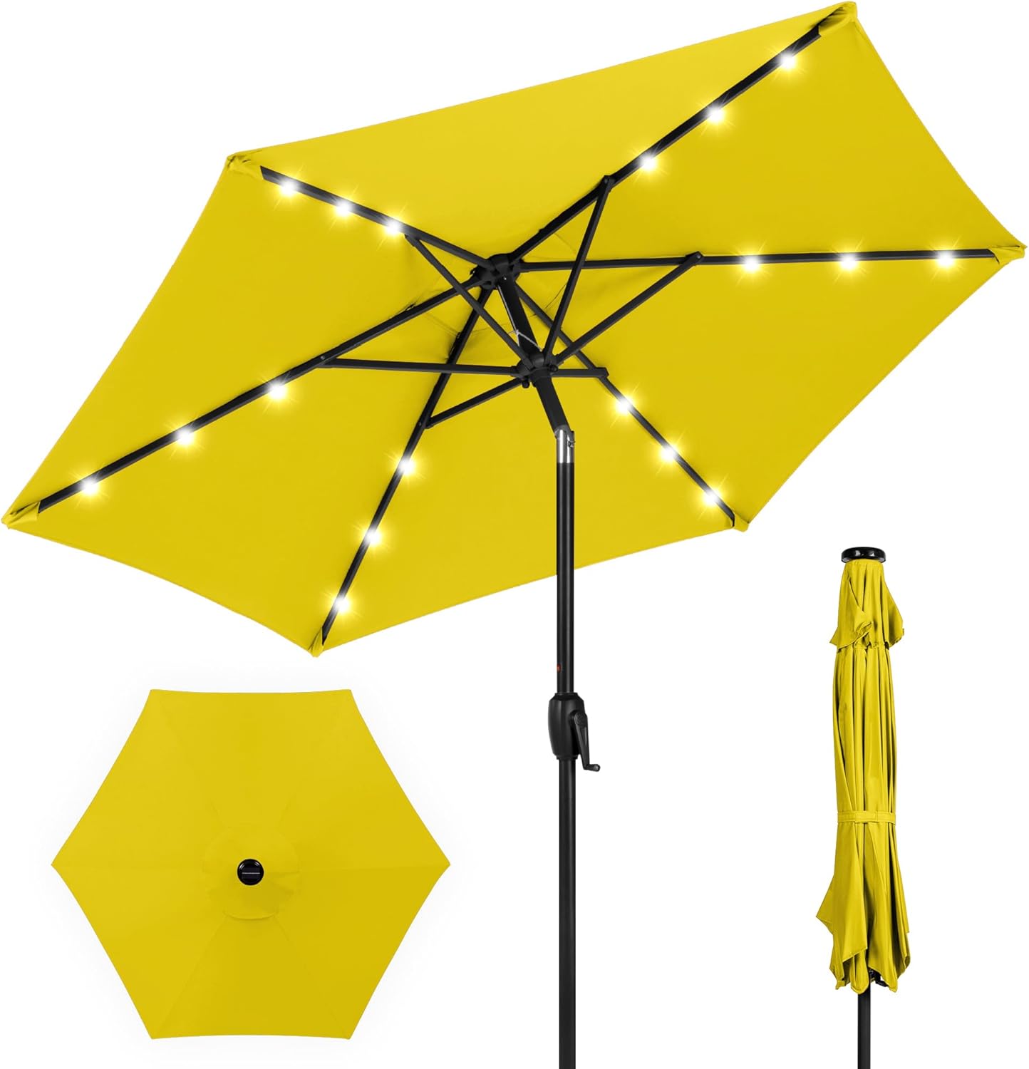 7.5ft Outdoor Solar Market Table Patio Umbrella with LED Lights