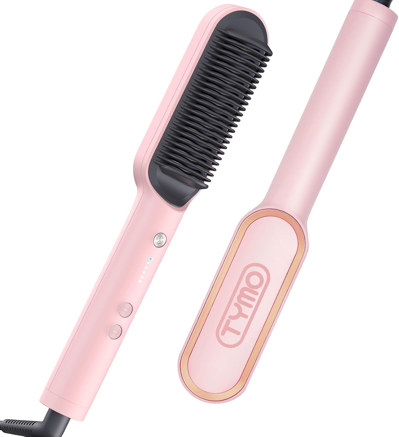 TYMO Sakura Pink Hair Straightening Brush: 20s Fast Heat, 5 Temp Settings