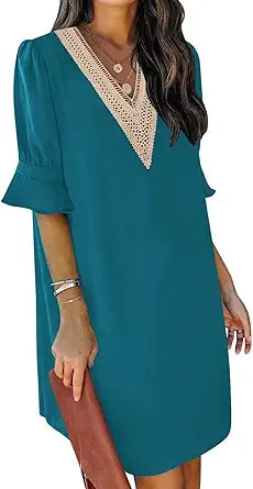 QACOHU Summer Dresses for Women 2024 V Neck Ruffle Style