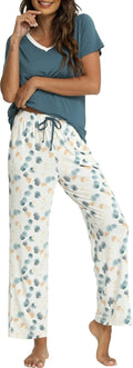 GYS Womens Bamboo Viscose Pajamas Set Short Sleeve Top and Pants Shoes