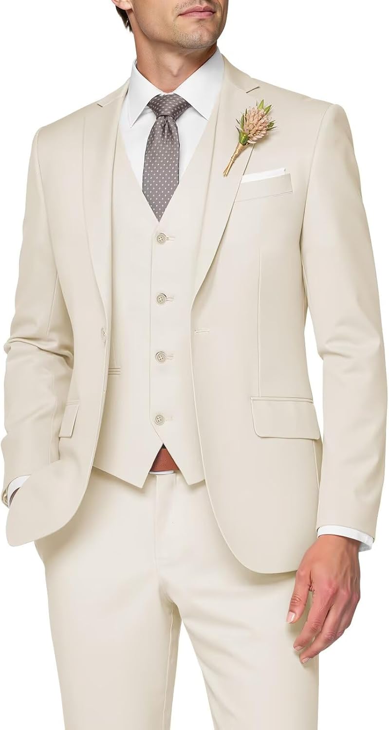 Stylish 3 Piece Slim Fit Wedding Suit for Men - Ideal for Events