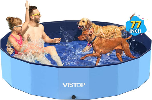 VISTOP Jumbo Foldable Dog Pool for Pets and Kids Fun Activities