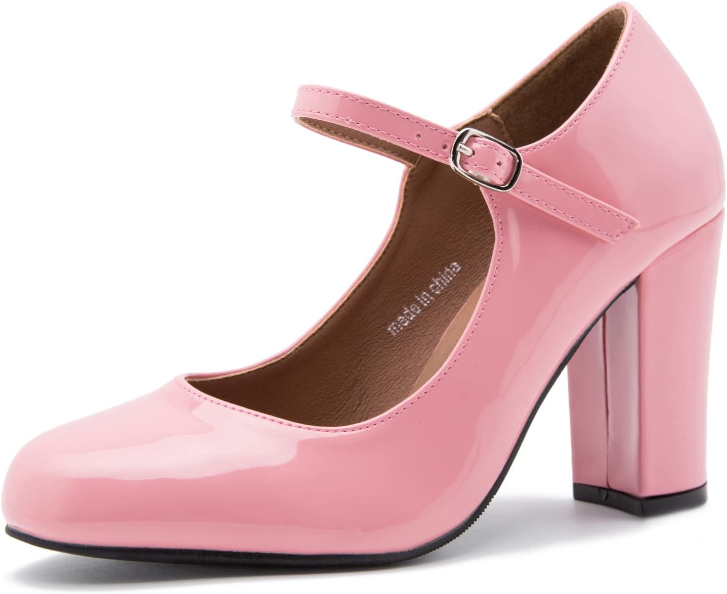 Women's Mary Jane Heels Closed Toe Chunky Heel Round Toe Pumps