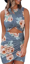 Sleeveless Twist Cut Out Bodycon Mini Dress - Flattering Summer Fit