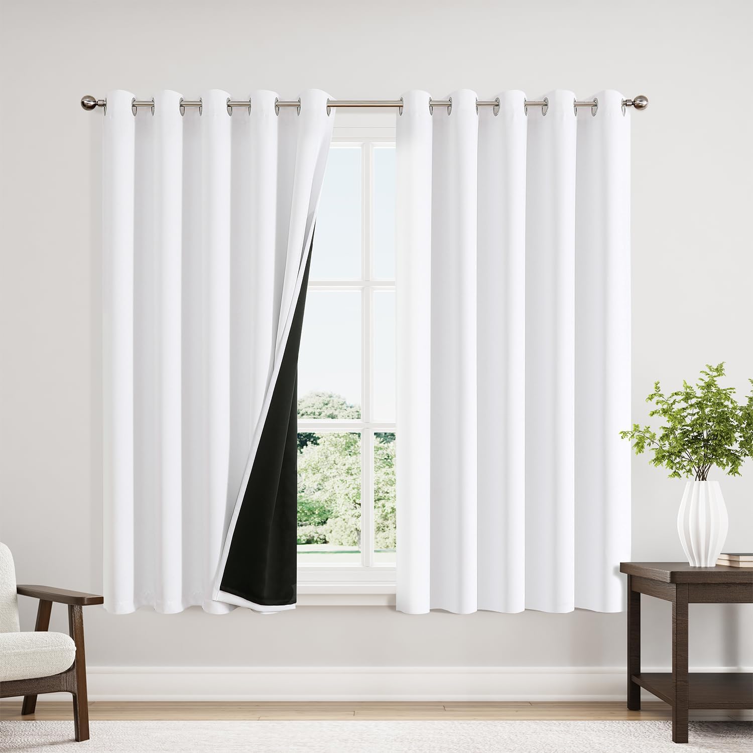 ChrisDowa 100% Blackout Curtains for Bedroom - 63 in Long
