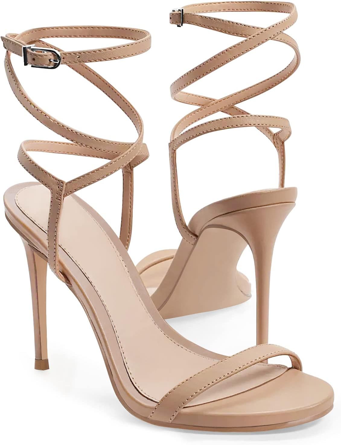Coutgo Womens Strappy Lace Up Heels Sandals for Summer Style