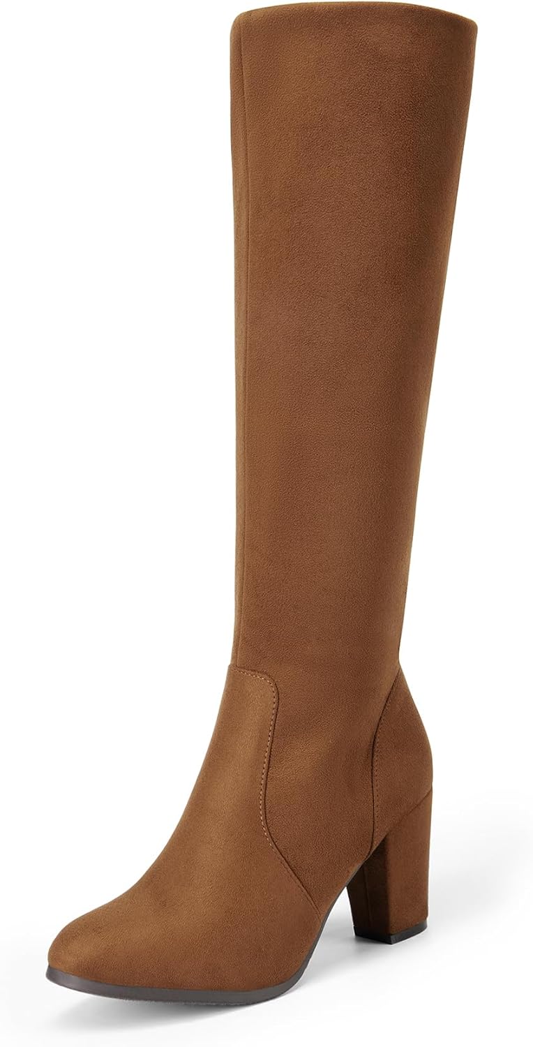 DREAM PAIRS Women's Chunky Heel Knee High Boots for Style