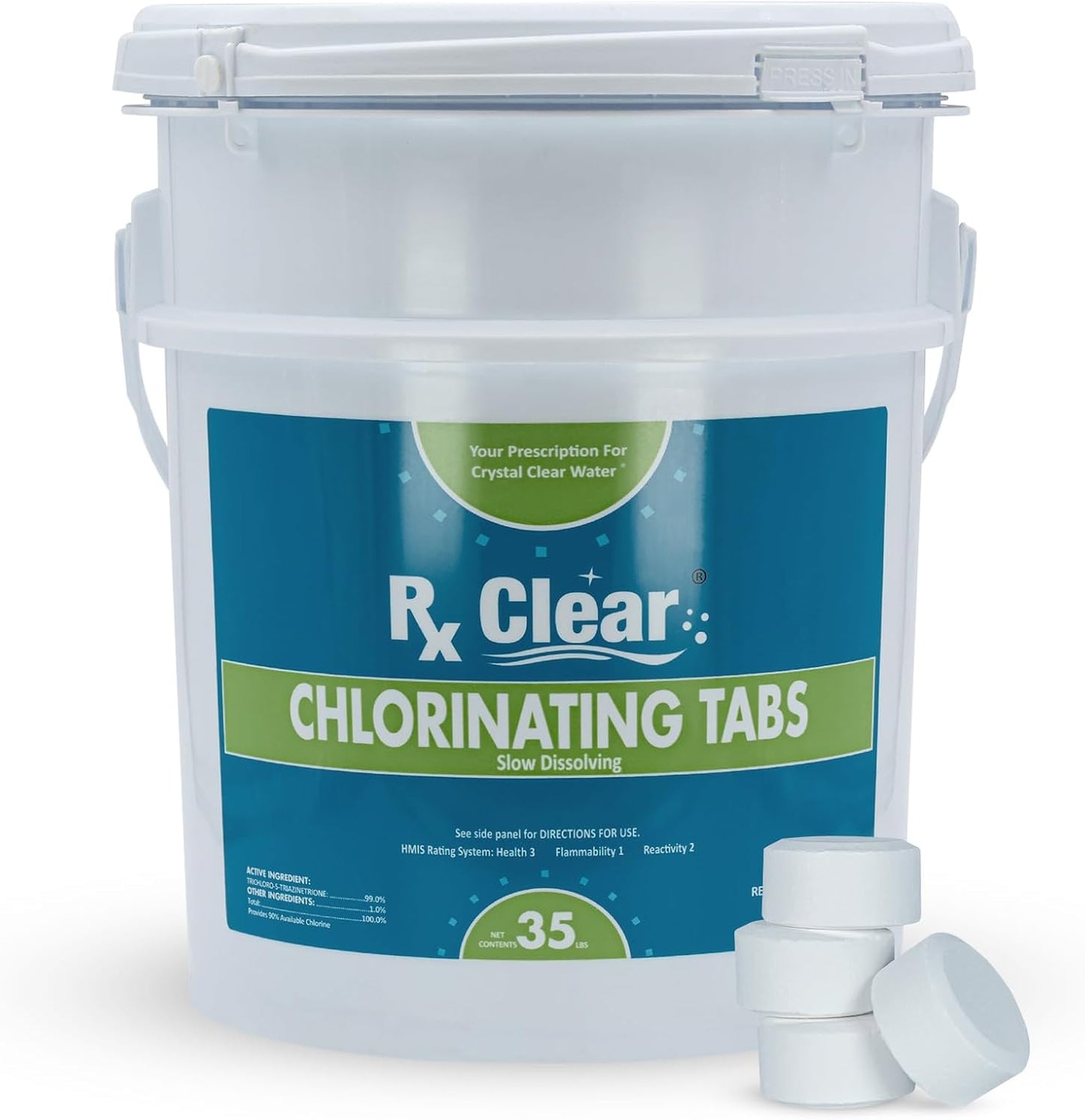 Rx Clear 1 Inch Chlorine Tabs for Effective Pool Sanitization