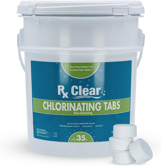 Rx Clear 1 Inch Chlorine Tabs for Effective Pool Sanitization