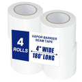 4 Roll White Vapor Barrier Tape for Waterproofing and Sealing