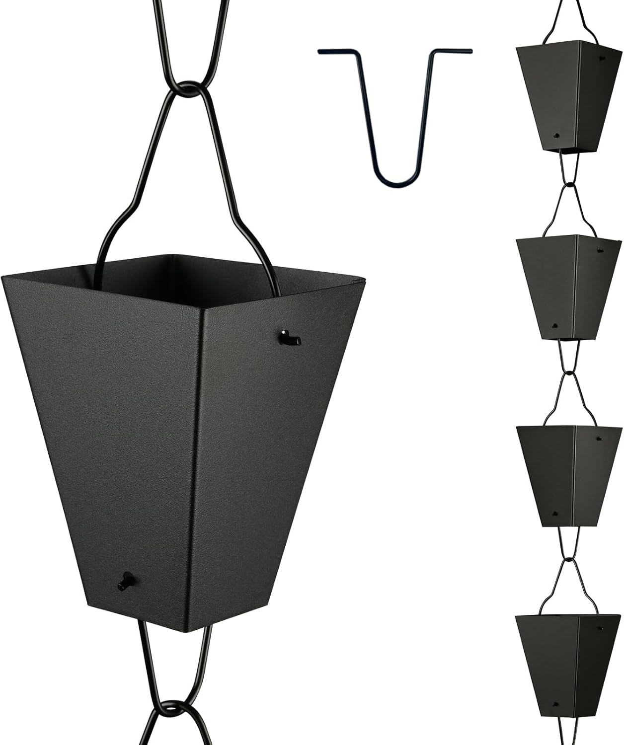 TE DEUM Square Link Rain Chain for Gutter Downspouts, 8.5 Feet