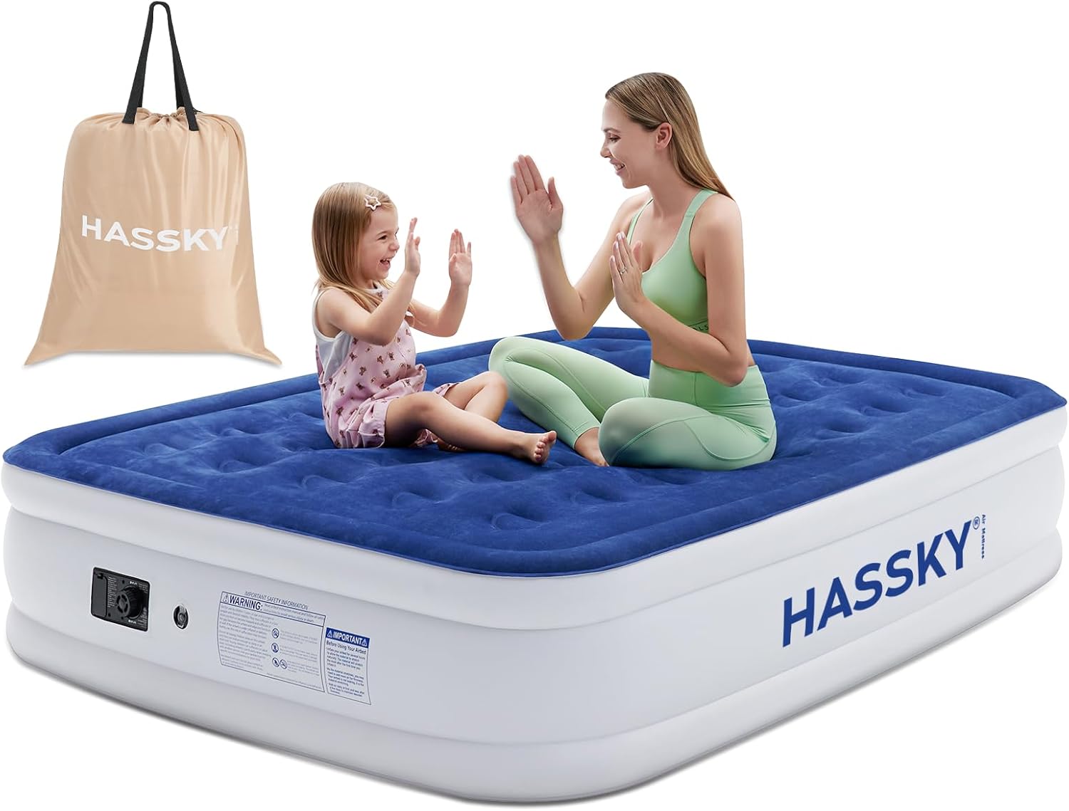 Queen Air Mattress with Built-in Pump for Home and Camping