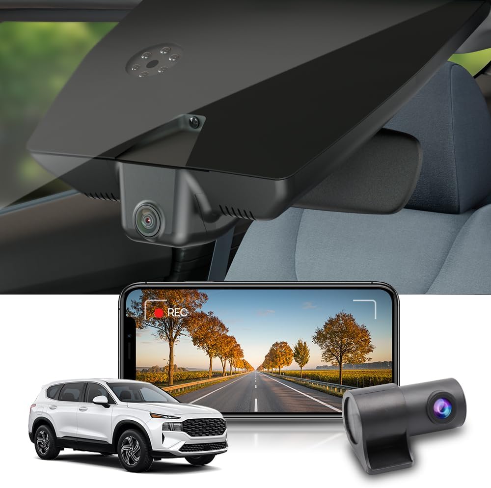 Fitcamx Front 2K+Rear 1080P Dash Cam for Hyundai Santa Fe 2021-2023