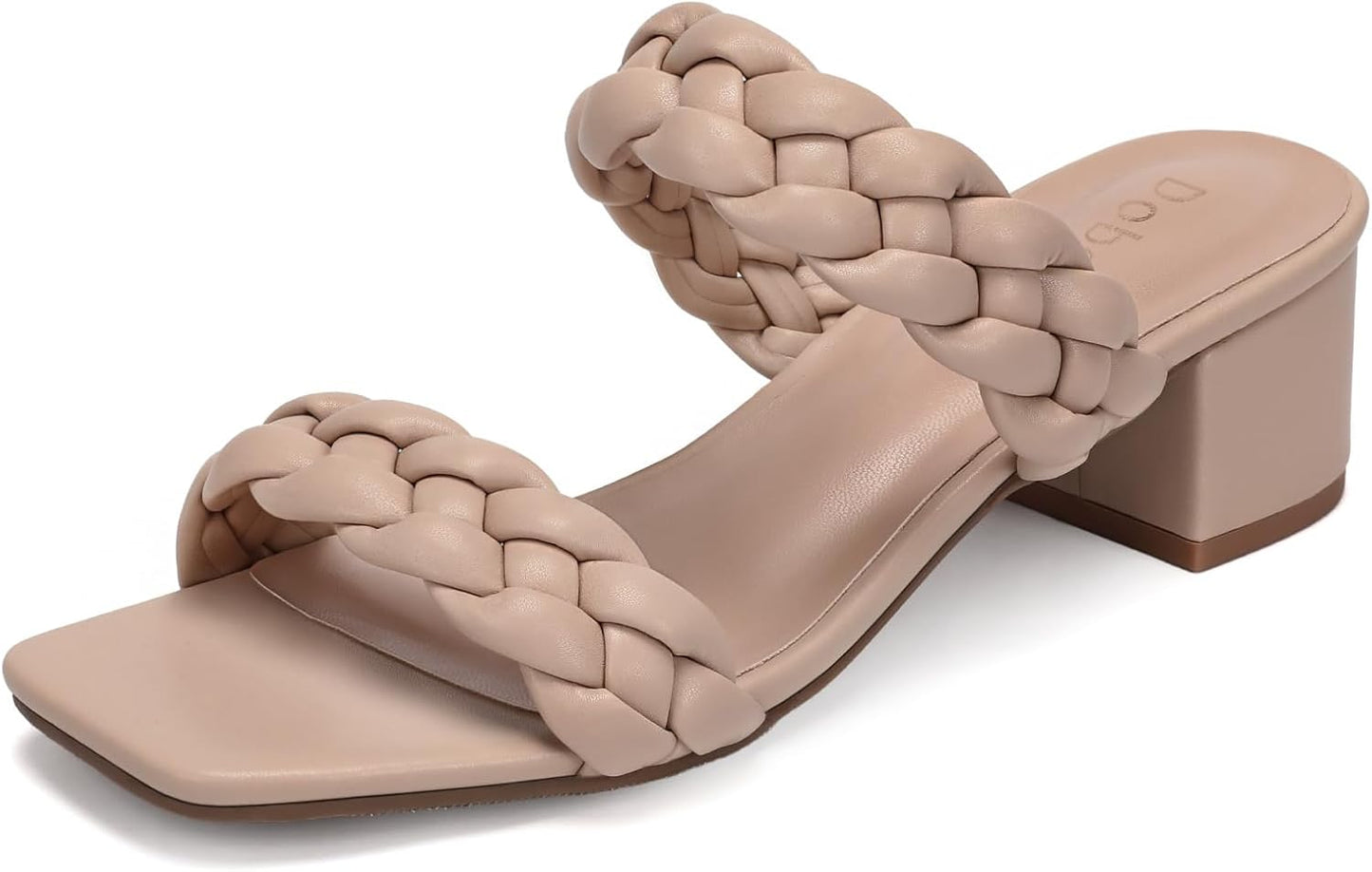 Wide Width Chunky Heels for Women with Braided Straps