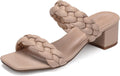 Wide Width Chunky Heels Braided Dressy Sandals - Stable 2in Heel look